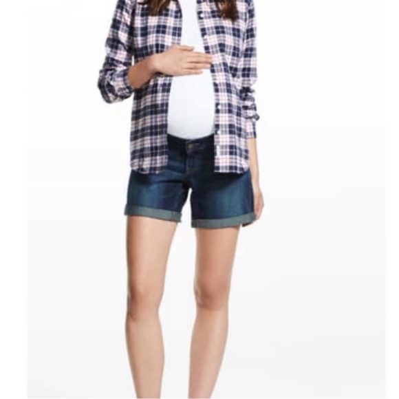DL1961 Karlie Maternity Short Fever Blue Jean Cuffed Size 27 Stretch PullOn - Picture 1 of 14